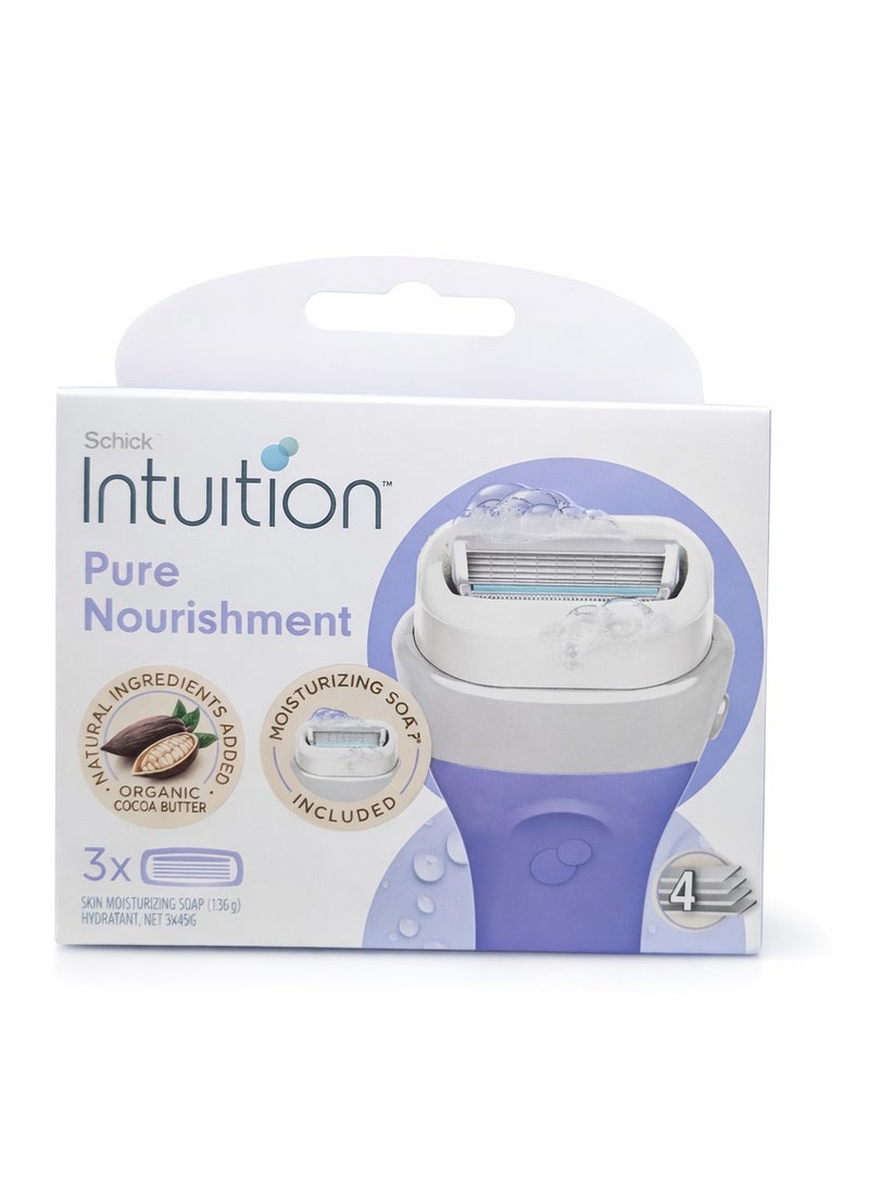 شفرات حلاقة شيك إنتويشن المُجددة للترطيب والتغذية النقية والعناية بالبشرة الحساسة للنساء ( 3 قطع )